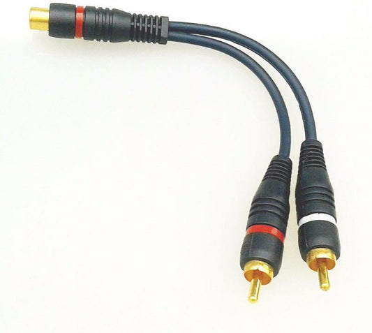 RCA Y adapter splitter one female to two male long Gold plated